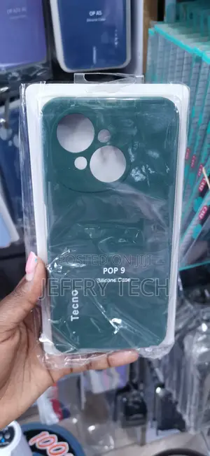 Dark Green Tecno Pop 9 Silicone Case Inside Retail Plastic Wrapper