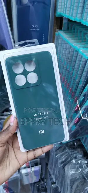 Dark Green Silicone Phone Case Packaged for the Xiaomi Mi 14T Pro.