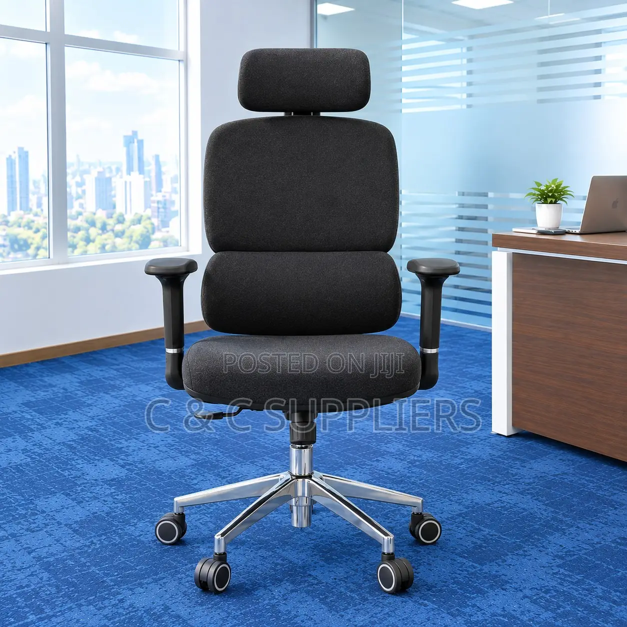 Executive Black Fabric Workstation Chair.