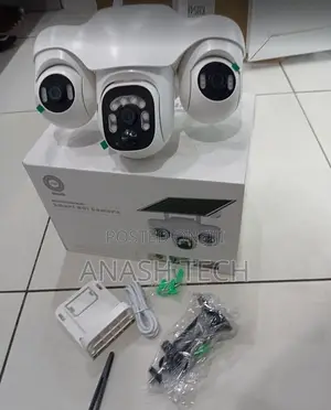 V380 Pro Solar CCTV Camera 3-Lens Triple Screen HD
