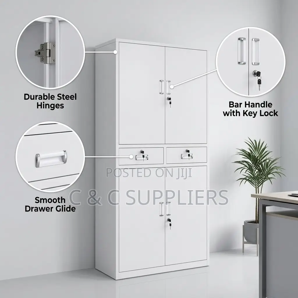 4-Door's Metallic File Cabinet With 2-Drawers