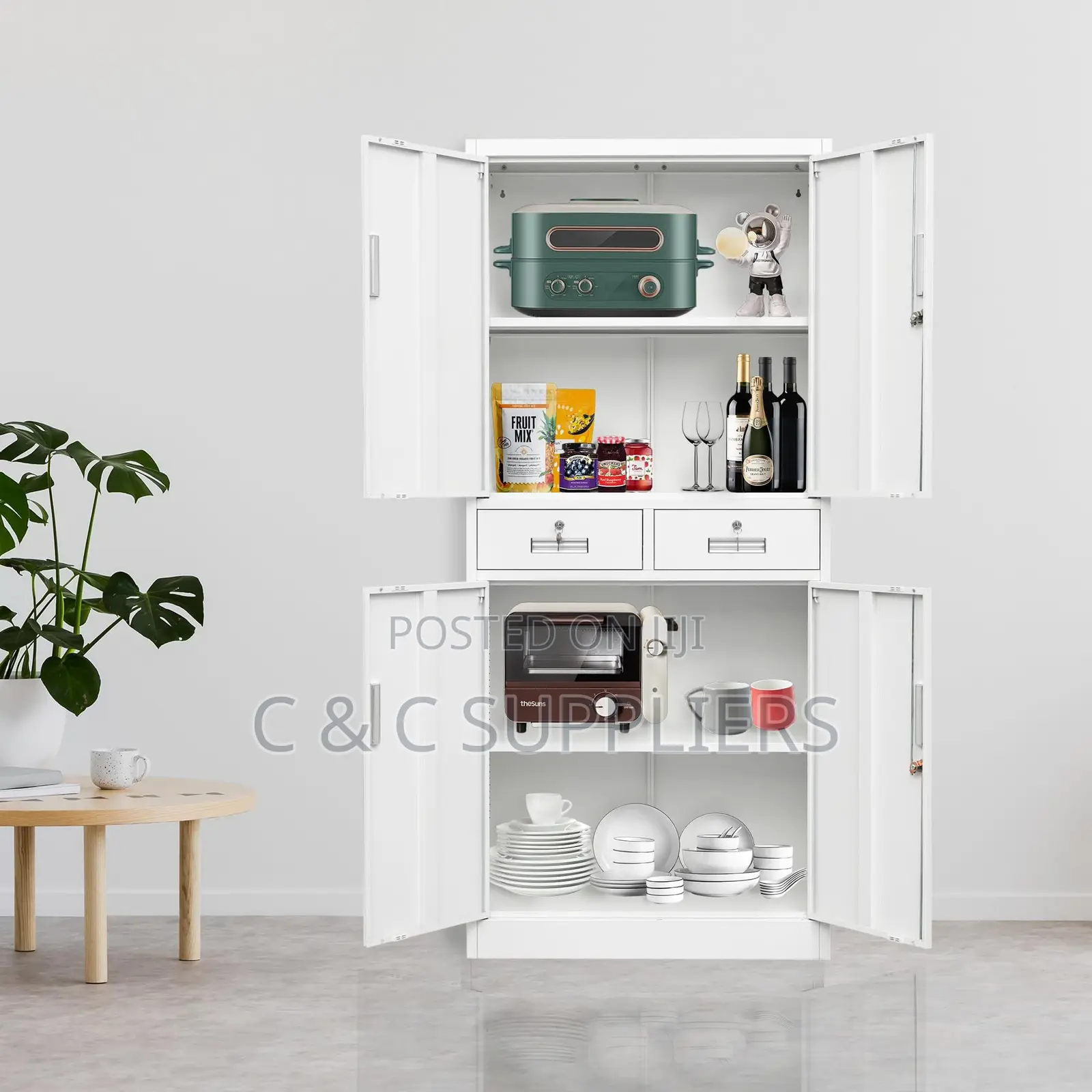 4-Door's Metallic File Cabinet With 2-Drawers