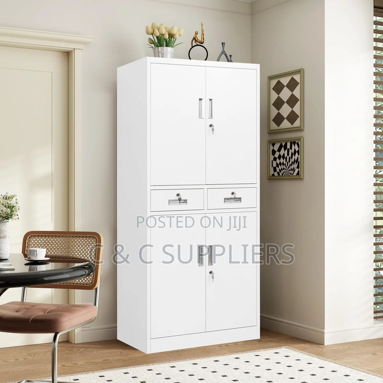 4-Door's Metallic File Cabinet With 2-Drawers