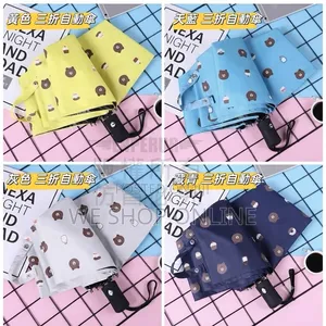 Anti-Uv Automatic Black Coating Sunscreen Bear Umbrella