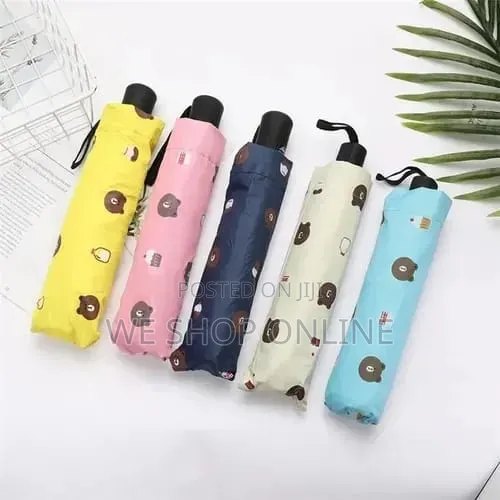 Anti-Uv Automatic Black Coating Sunscreen Bear Umbrella