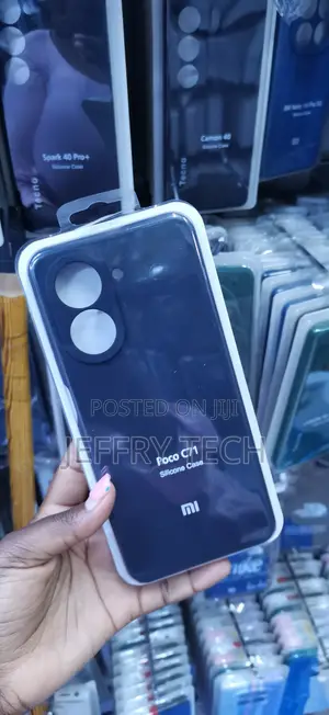 Dark Blue Silicone Phone Cover Packaged for the Poco C71 Smartphone.