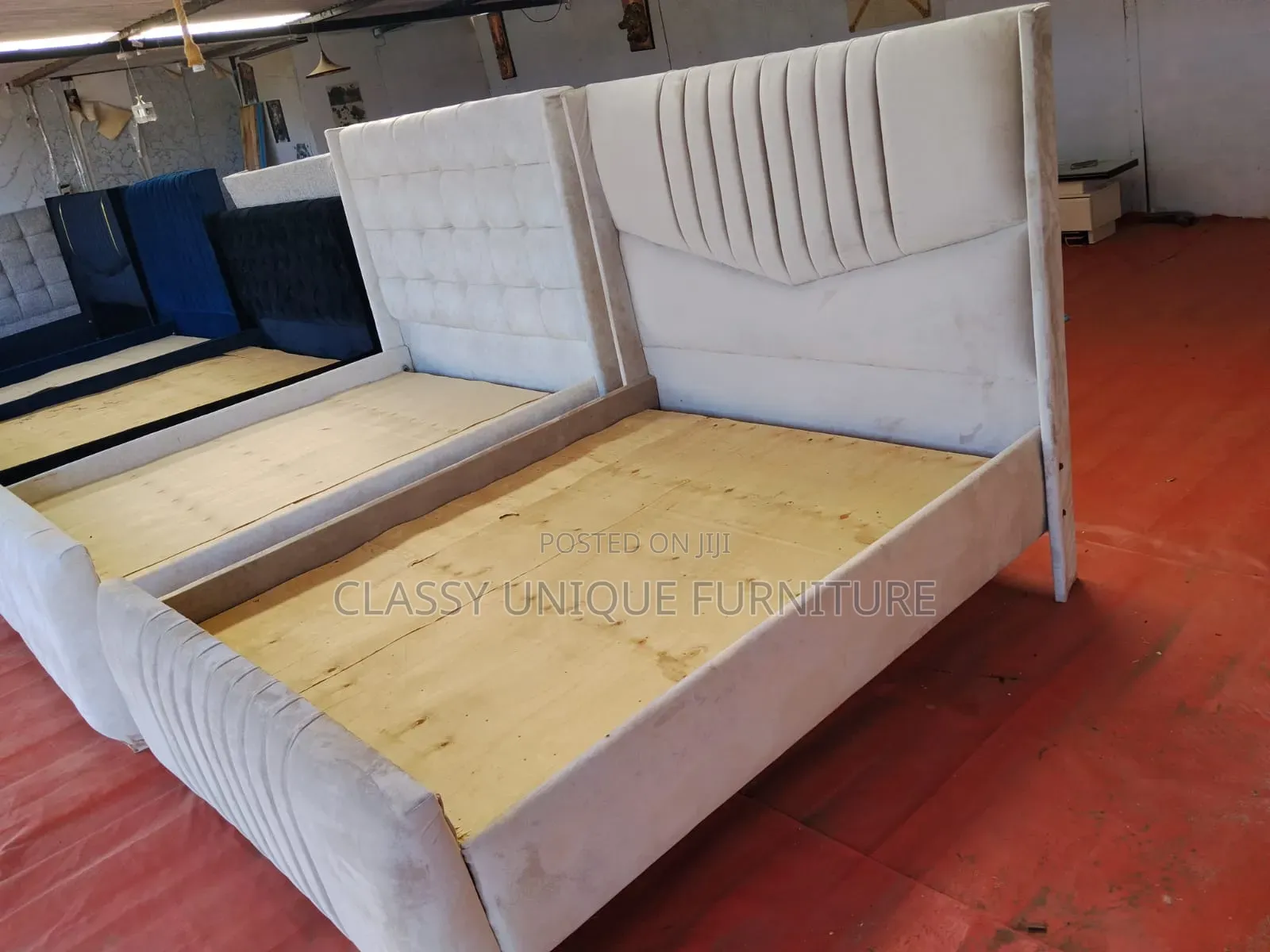 5x6 Cream Velvet Bed