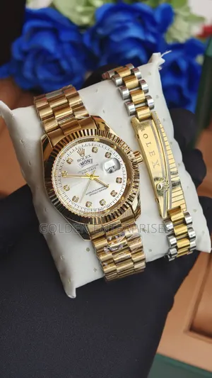 Luxury Men's Day-Date Watch & Matching Bracelet Combo Set