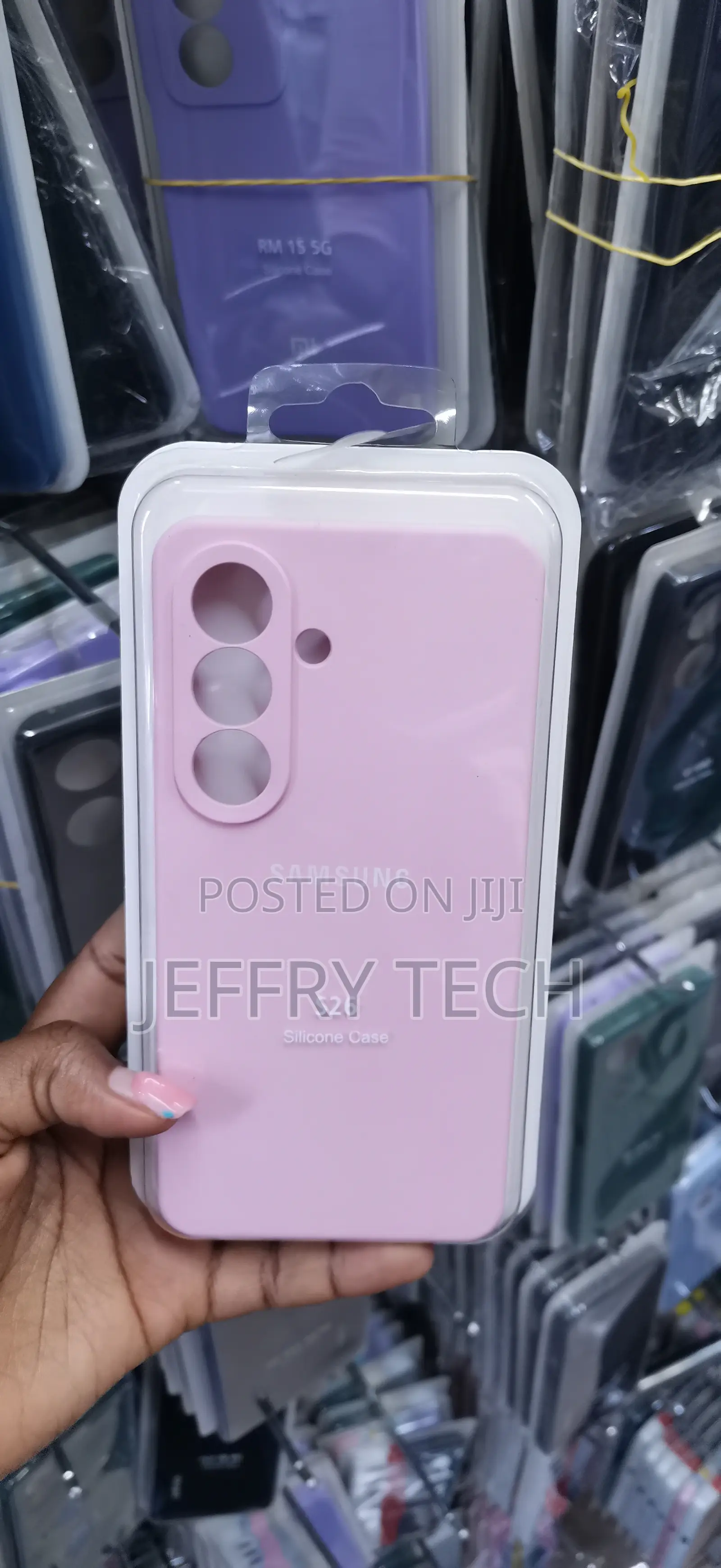 Pink Samsung Galaxy Silicone Phone Case Box Label "S26