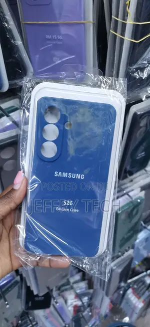 Blue Silicone Phone Case Labeled for the Samsung Galaxy S26