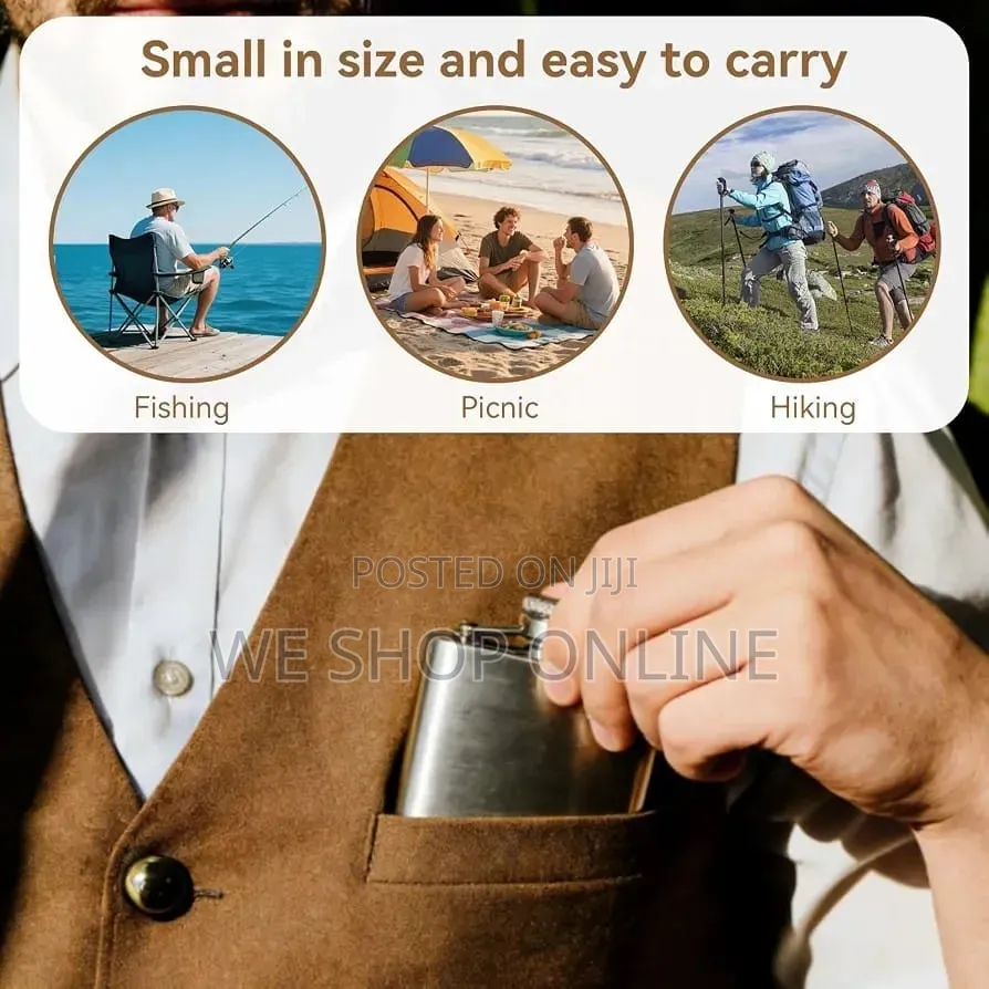 177ml Stainless Steel Silver Hip Whiskey Flask