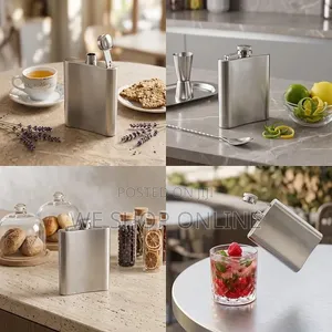 177ml Stainless Steel Silver Hip Whiskey Flask