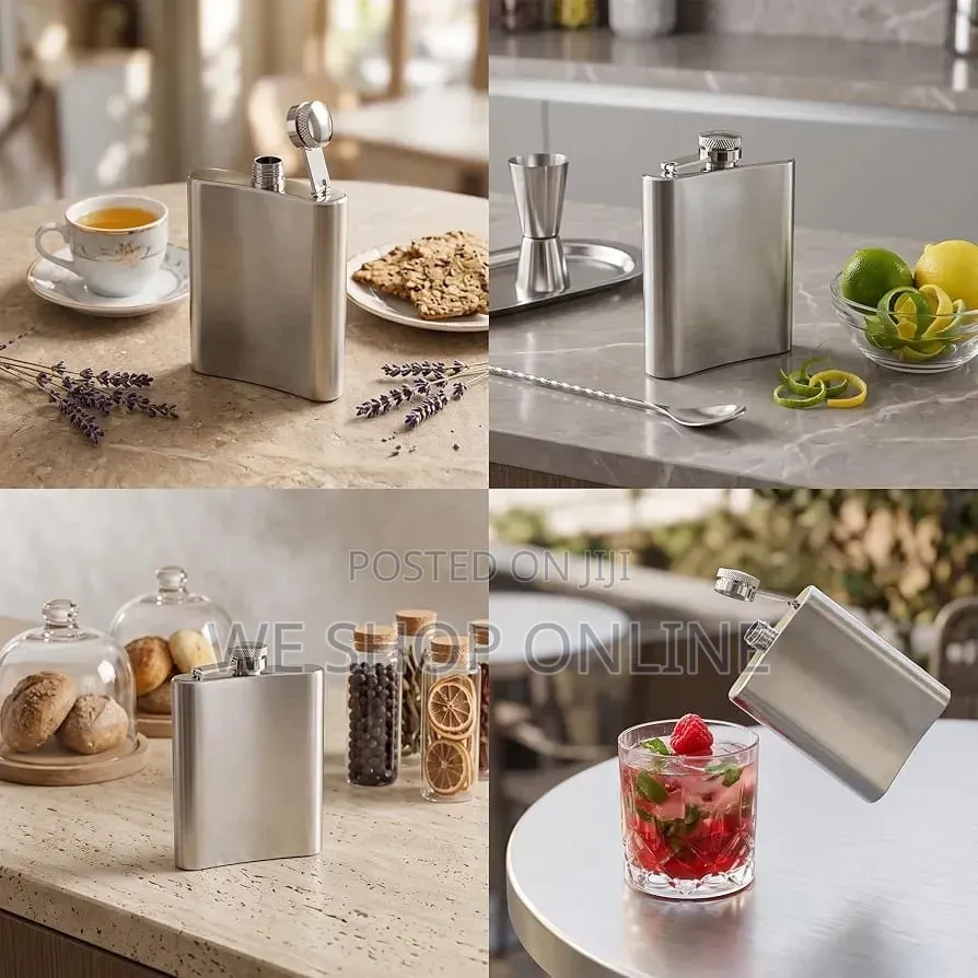 177ml Stainless Steel Silver Hip Whiskey Flask
