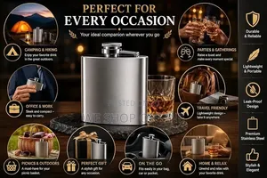 236ml Stainless Steel Silver Hip Whiskey Flask
