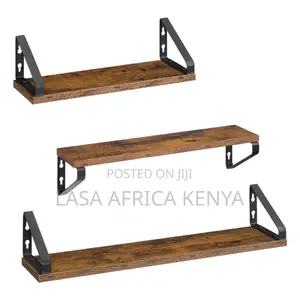 Wall-Mounted Shelf Set of 3 - Rustic Brown