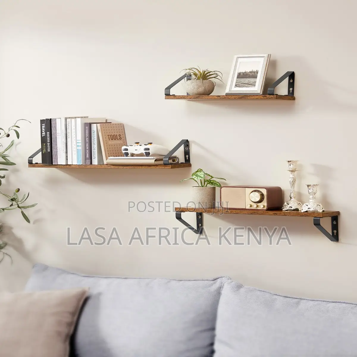 Wall-Mounted Shelf Set of 3 - Rustic Brown
