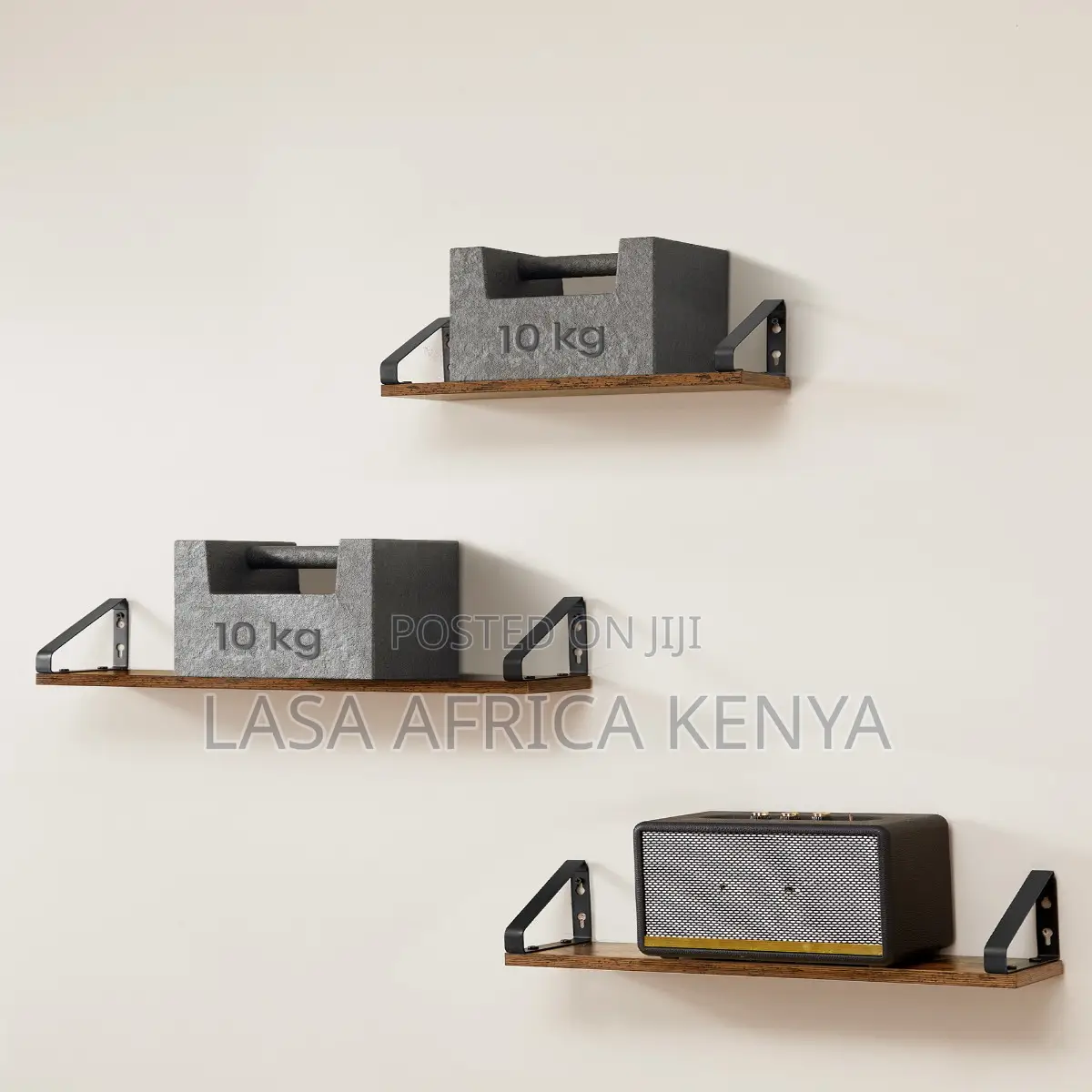 Wall-Mounted Shelf Set of 3 - Rustic Brown