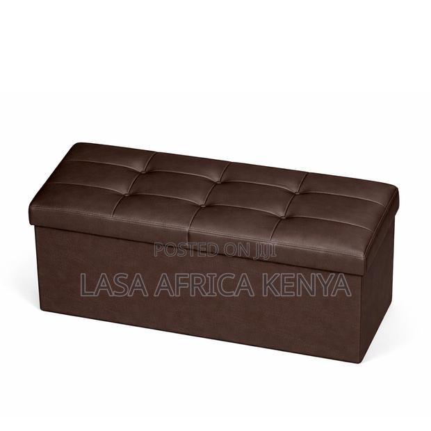 110cm Folding Storage Ottoman Bench With Lid Storage Chest