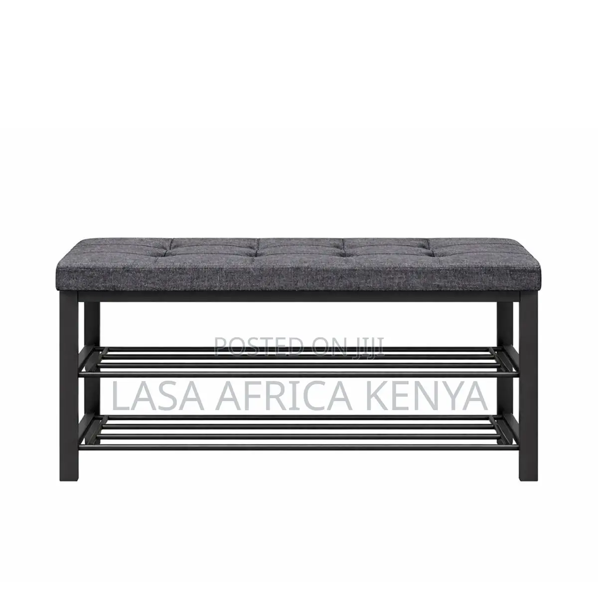 Padded Shoe Storage Bench - Dark Grey and Black