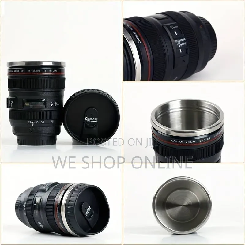 Camera Lens Mug, 450ml Stainless Steel Cup
