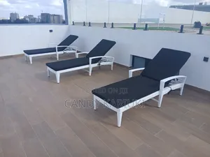 Adjustable White Sunloungers With Black Matress