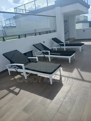 Adjustable White Sunloungers With Black Matress