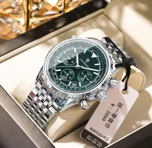 POEDAGAR 960 Luxury Chronograph Men's Watch (Silver & Green)
