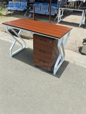Metallic Stand Study Home Office Desk Plus Movable Pedestal Drawer