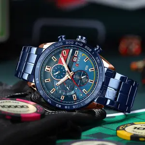 CURREN 8410 Luxury Chronograph Men's Watch - Blue & Rose Gold
