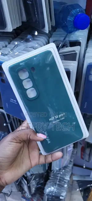 Dark Green Silicone Back Case for Infinix Hot 50 Pro+ Smartphone.