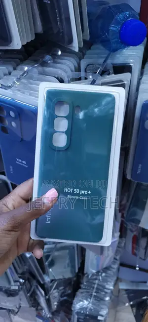 Dark Green Silicone Back Case for Infinix Hot 50 Pro+ Smartphone.