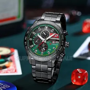 CURREN 8410 Luxury Chronograph Men's Watch - Matte Black & Green