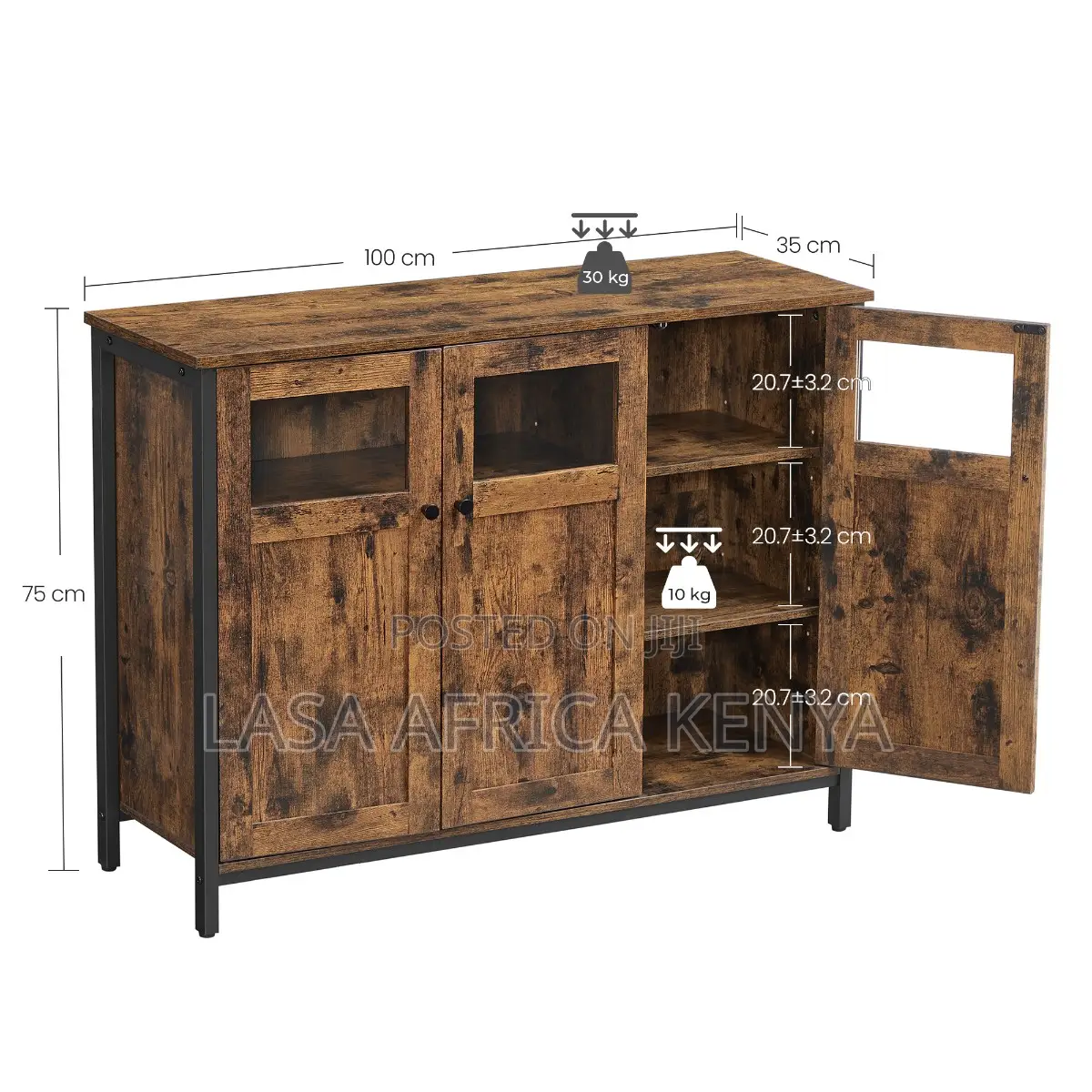 3-Door Storage Sideboard - Brown and Black