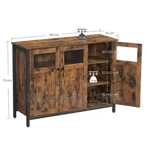3-Door Storage Sideboard - Brown and Black