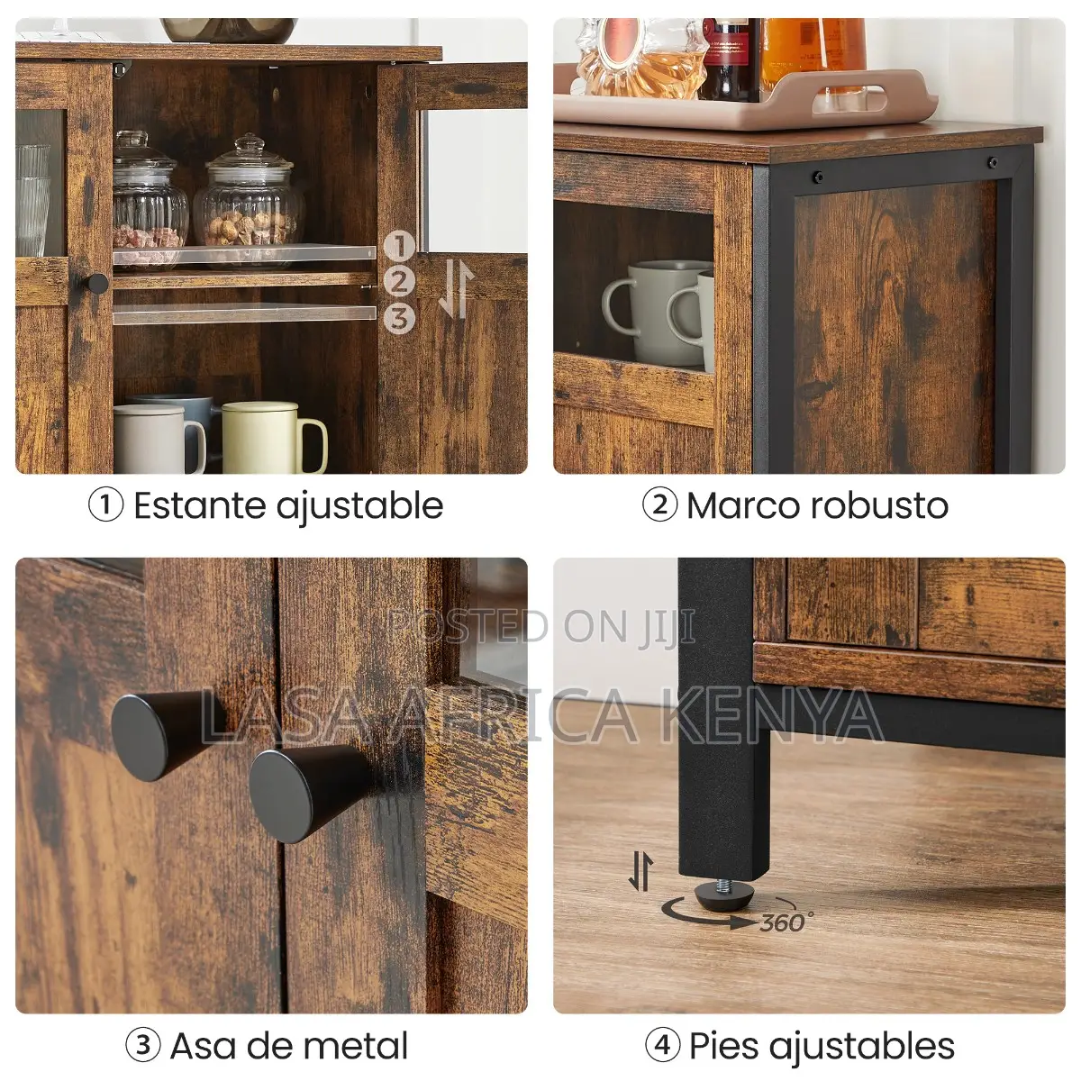 3-Door Storage Sideboard - Brown and Black