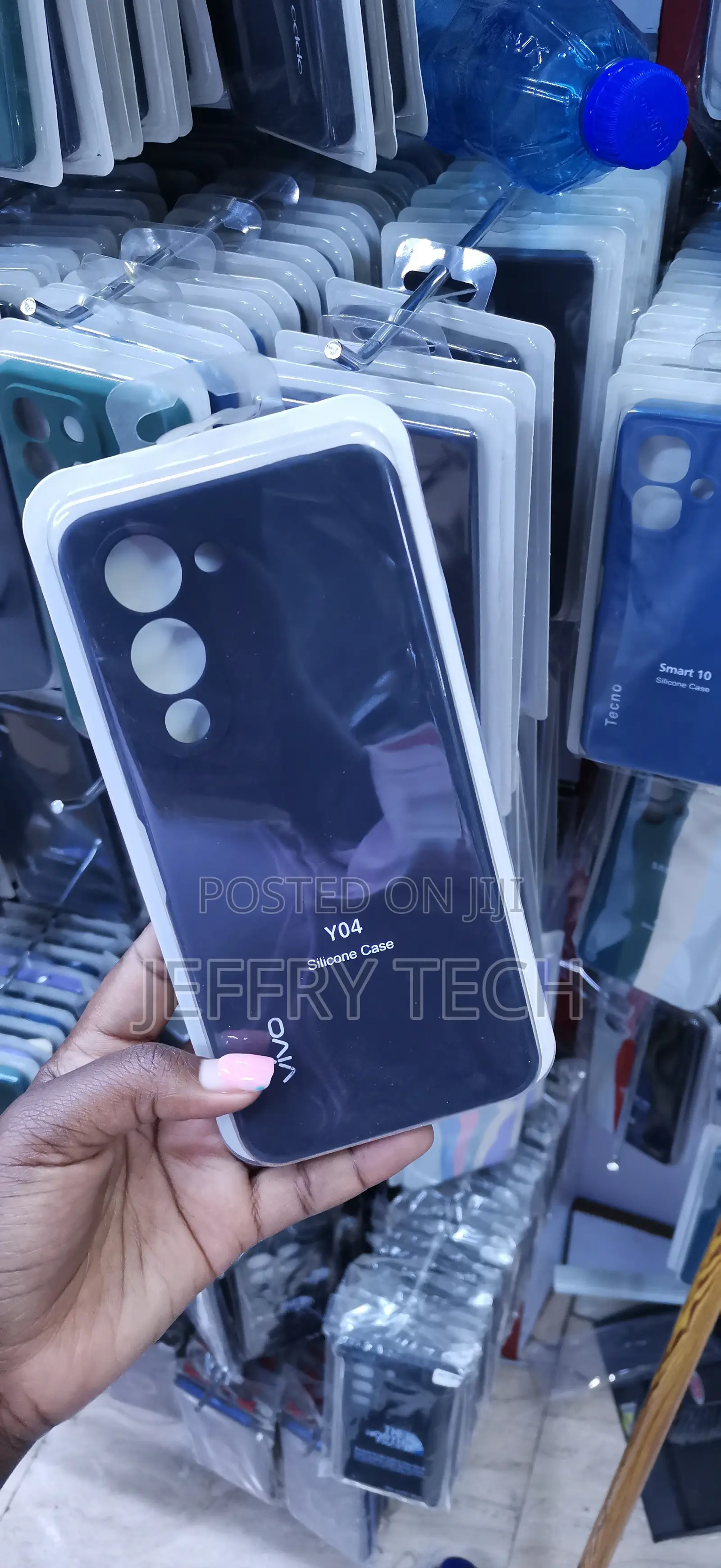 Black Silicone Protective Back Case Designed for Vivo Y04 Smartphone