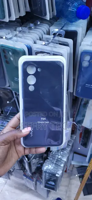 Black Silicone Protective Back Case Designed for Vivo Y04 Smartphone