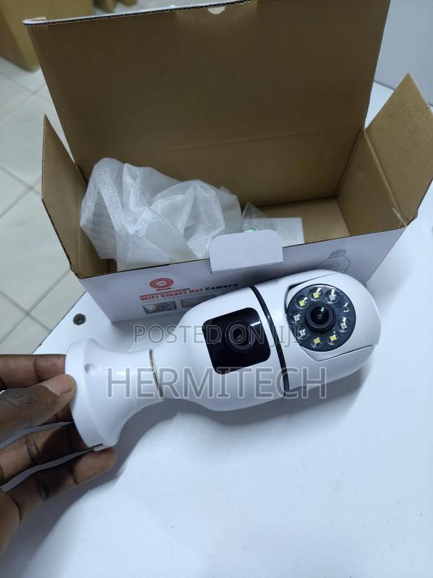 Smart Dual Lens Bulb CCTV Camera With Two-Way Audio