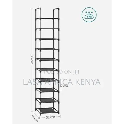 10-Tier Shoe Rack - Black