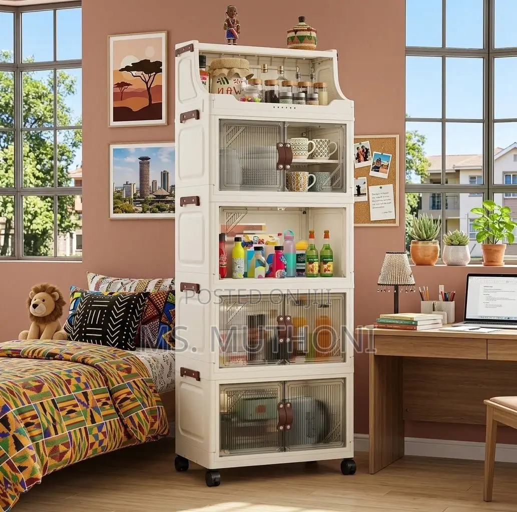 Mobile 5-Shelf Collapsible Cabinet