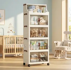 5-Tier Stackable and Foldable Plastic Storage Cabinet