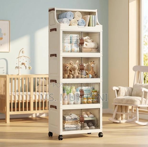5-Tier Stackable and Foldable Plastic Storage Cabinet - main view
