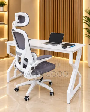 Premium White Office Chair and Table