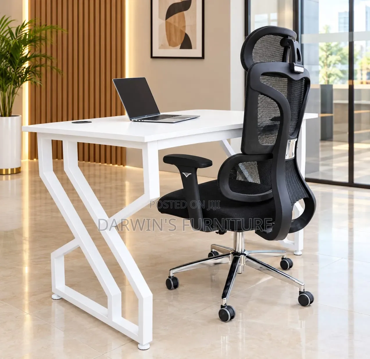 Executive Office Table and a Ergonomic Chair Black 