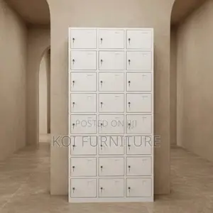 Office Cabinet; 24 Lockers Grey Executive Modern Documents Cabinet