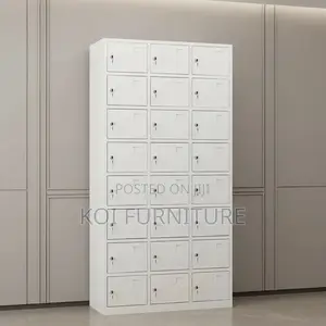 Office Cabinet; 24 Lockers Grey Executive Modern Documents Cabinet
