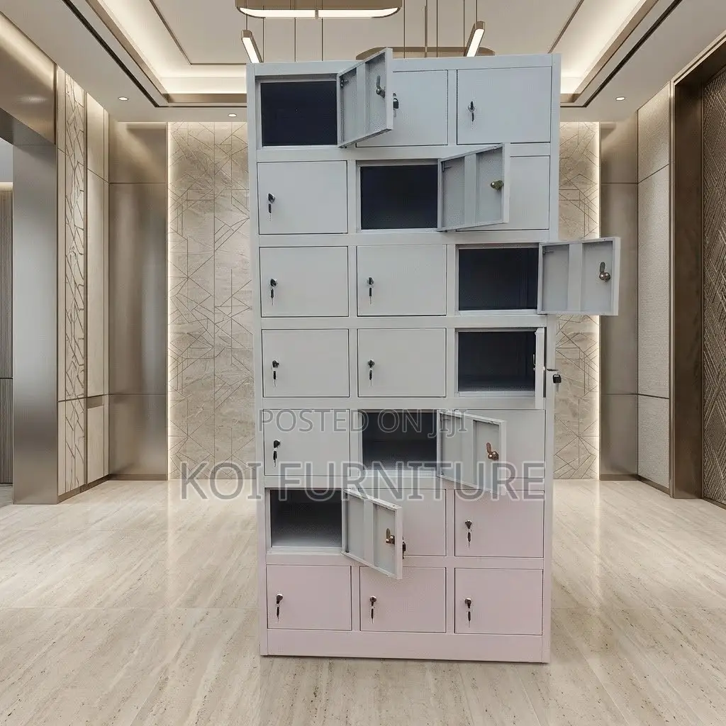 Office Cabinet; 24 Lockers Grey Executive Modern Documents Cabinet