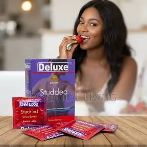Deluxe Studded Strawberry Condoms Premium Latex 24 Packets