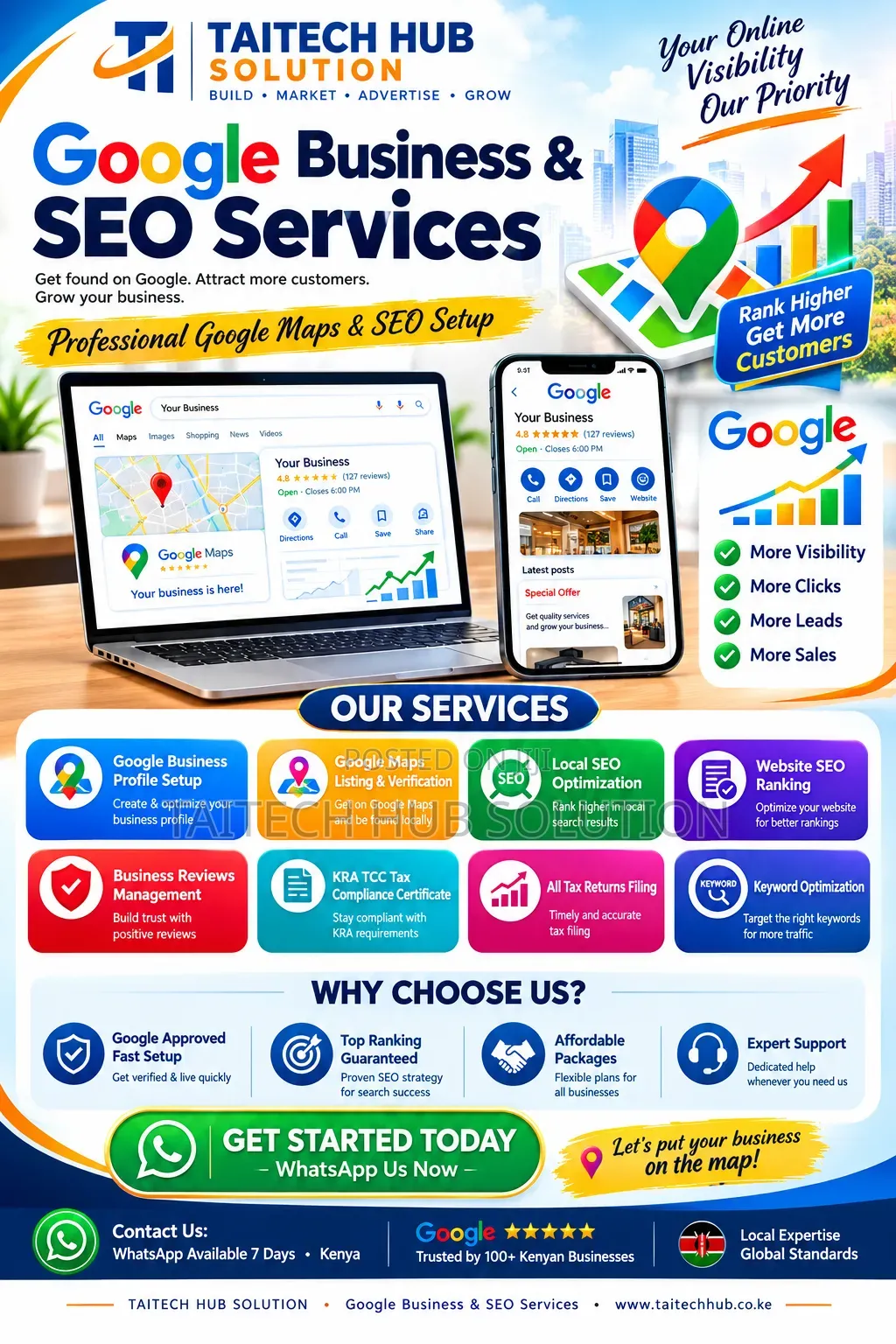 Website Design, Graphic Design, Google Maps & KRA Services