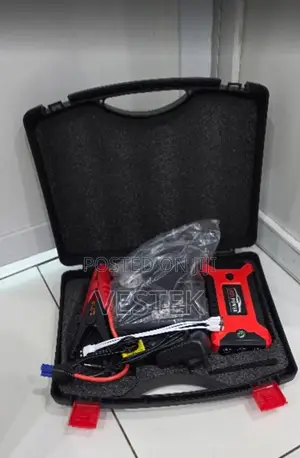 4-in-1 Car Jump Starter Kit Air Inflator Pump, Power Bank & Flashlight